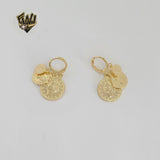 (1-2984) Gold Laminated - Coin Charms Hoops - BGF