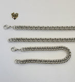 (4-7078) Stainless Steel - 8mm Curb Link Men Set - 24". - Fantasy World Jewelry