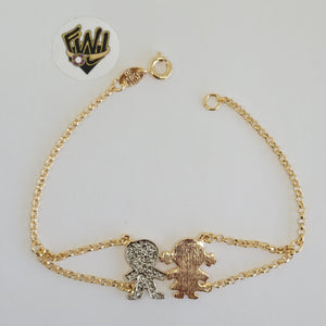 (1-0993) Gold Laminate-2mm Rolo Link Bracelet w/ Charm- 7" - BGF - Fantasy World Jewelry