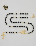 (1-3344) Gold Laminate - 3.5mm Guadalupe Virgin Rosary Necklace - 17.5" - BGO.