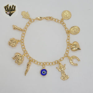 (1-0678-1) Gold Laminate - 4mm Open Link Charms Bracelet - 7.5" - BGF