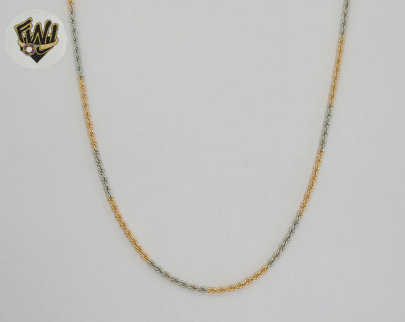 (1-1680) Laminado de oro - Cadena de eslabones de cuerda de dos tonos de 2 mm - BGO