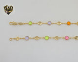 (1-1610) Laminado de oro - Cadena de eslabones de flores de 6,5 mm - BGF