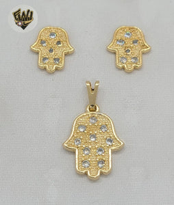 (1-6025) Gold Laminate - Hamsa Hand Set - BGF - Fantasy World Jewelry