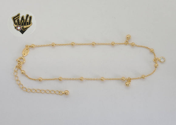 (1-0172) Laminado de oro - Tobillera con eslabones de cuentas Rolo de 1 mm - 10” - BGF