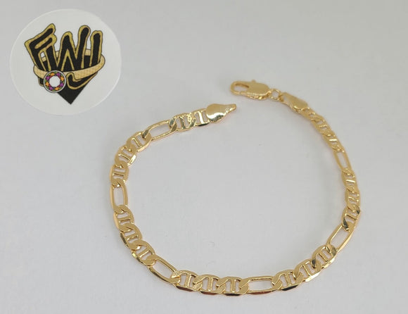 (1-0425) Gold Laminate Bracelet - 4.5mm Figucci Link - 7