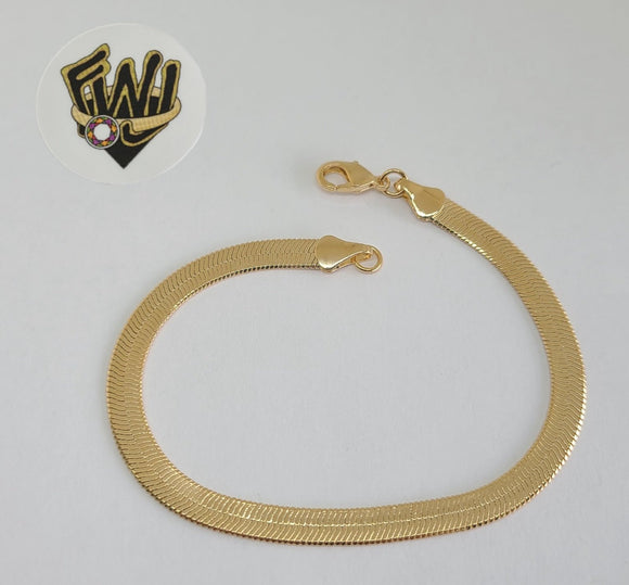 (1-0433) Gold Laminate Bracelet - 5mm Herringbone Link - BGF - Fantasy World Jewelry