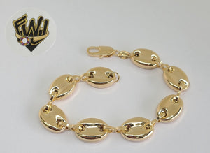 (1-0428) Gold Laminate Bracelet - 12mm Puff Marine Link - 7.5" - BGF - Fantasy World Jewelry